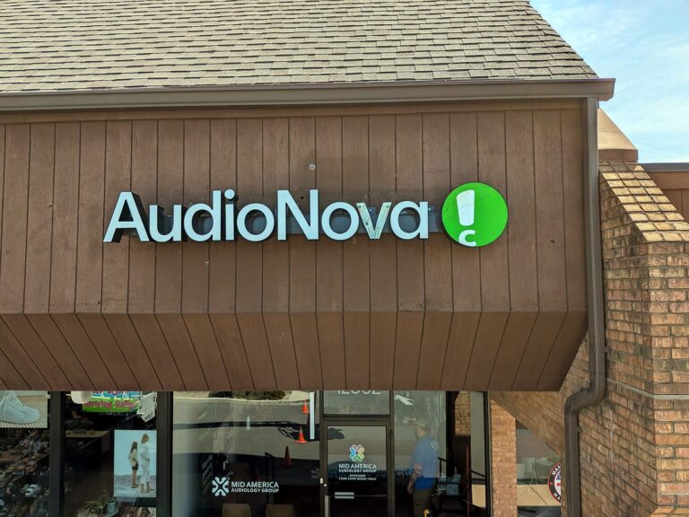 Channel letter sign for AudioNova in Creve Coeur, MO