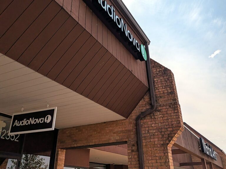 Channel letter sign for AudioNova in Creve Coeur, MO – view 2