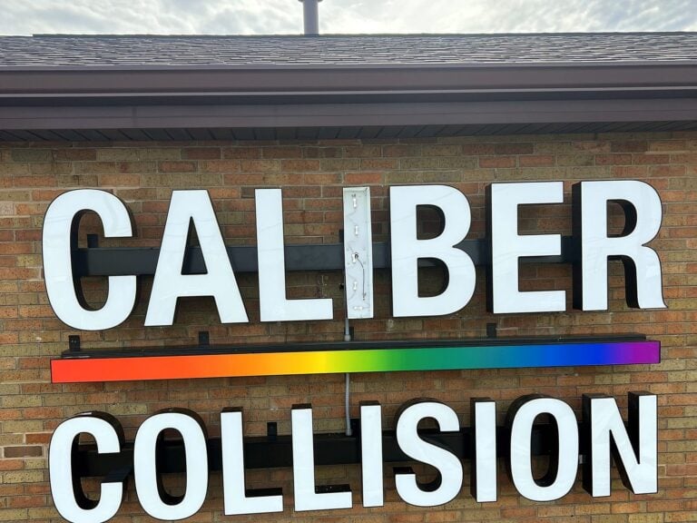 Channel letter sign for Caliber Collision in Joliet, IL