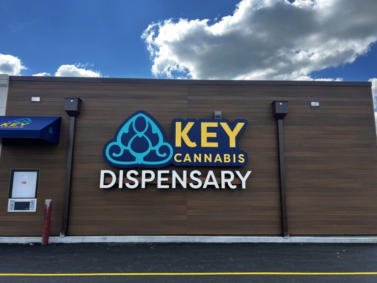 Channel letter sign for Key Cannabis Dispensary in Mt. Zion, IL – view 2