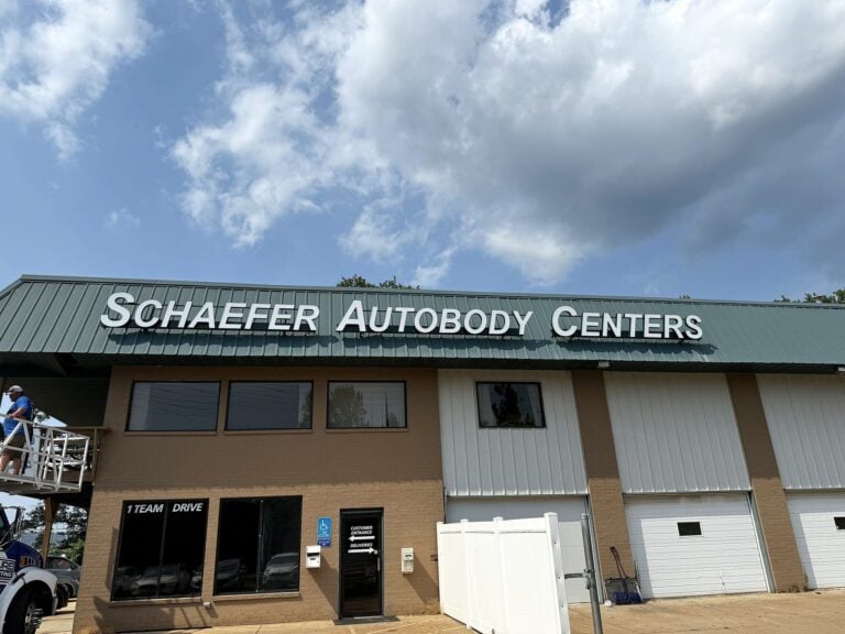 Channel letter sign for Schaefer Autobody Centers in O'Fallon, MO