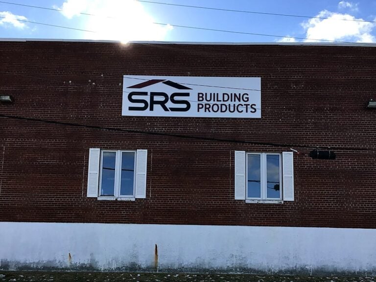 Channel letter sign for SRS Building Products in Milan, IL – view 2