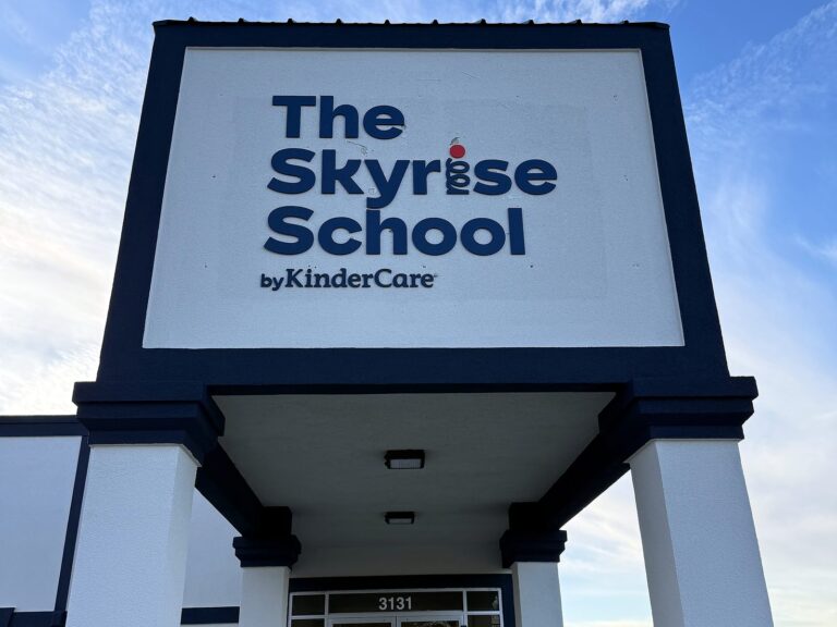 Channel letter sign for The Skyrise School by KinderCare in Springfield, IL – view 2