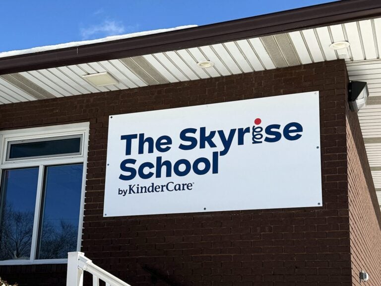 Channel letter sign for The Skyrise School in Decatur, IL – view 2