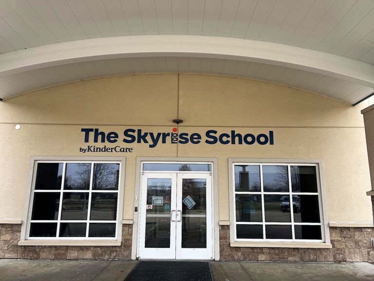 Channel letter sign for The Skyrise School in Decatur, IL – view 3