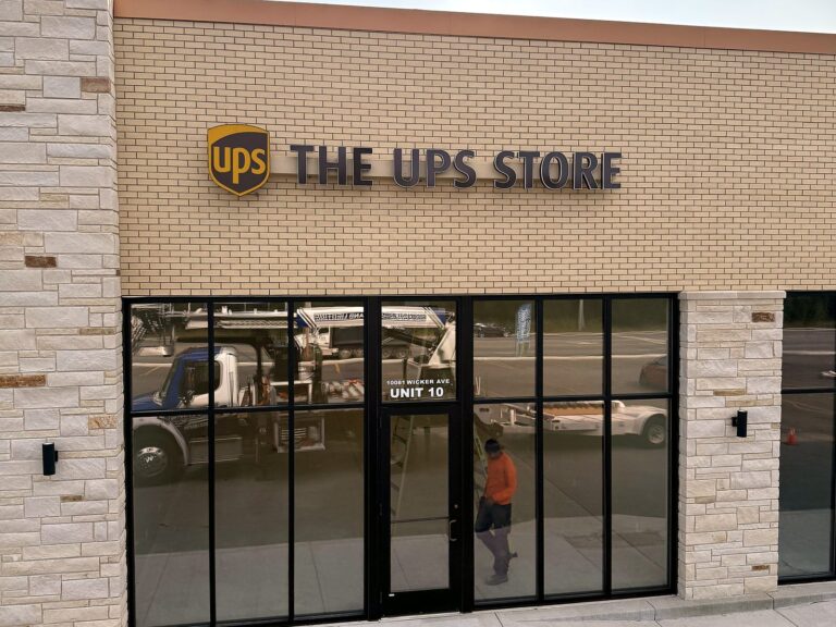 Channel letter sign for The UPS Store in Saint John, IN