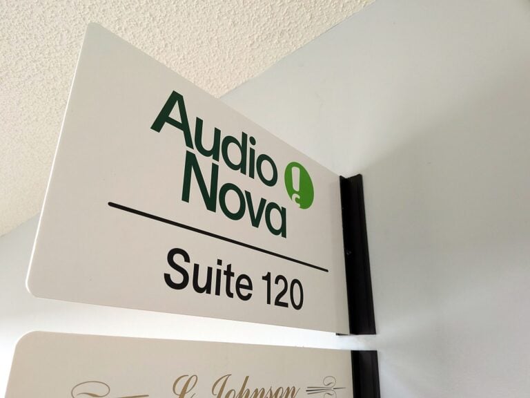 Interior sign for Audio Nova in Dixon, IL