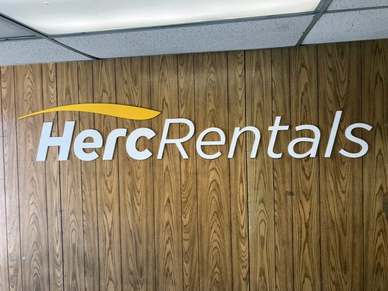 Interior sign for Herc Rentals in Morton, IL