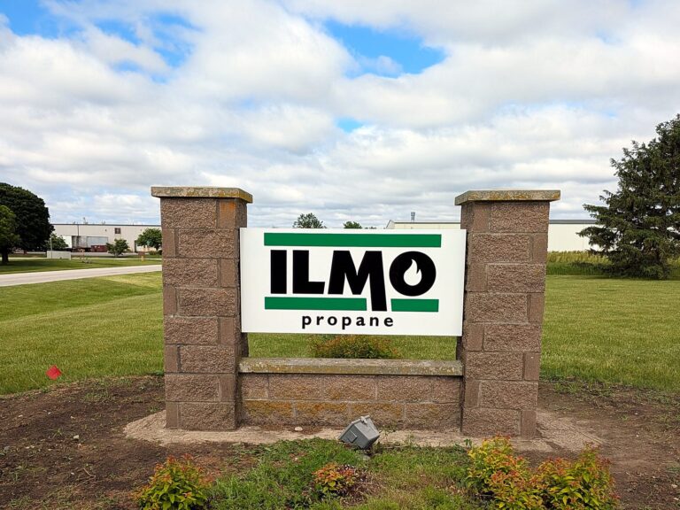 Monument sign for ILMO Propane in Jacksonville, IL