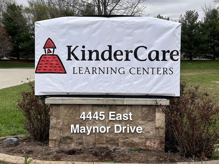 Monument sign for KinderCare Learning Centers in Decatur, IL