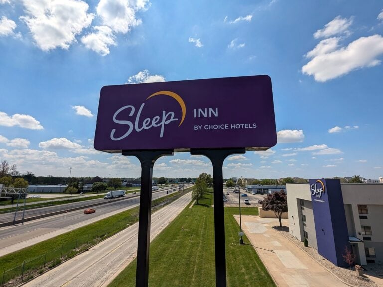 Pylon sign for Sleep Inn in Champaign, IL – view 2